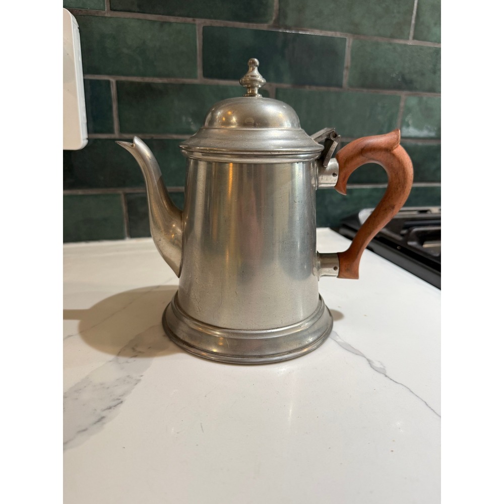 Vintage Stieff Pewter Coffee Teapot Wooden Handle